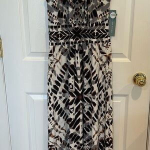 London Times Black and Brown Patterned Maxi Dress